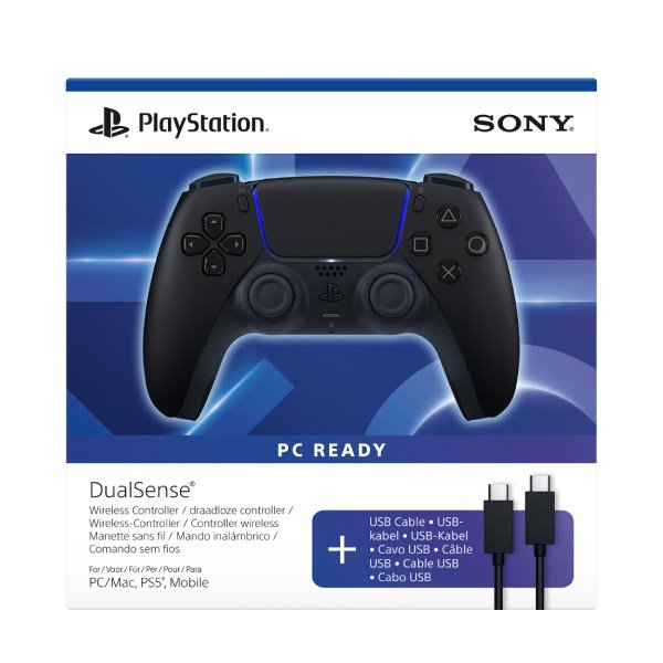 PlayStation DualSense Wireless Controller, midnight black + USB Cable [CFI-ZCT2W]