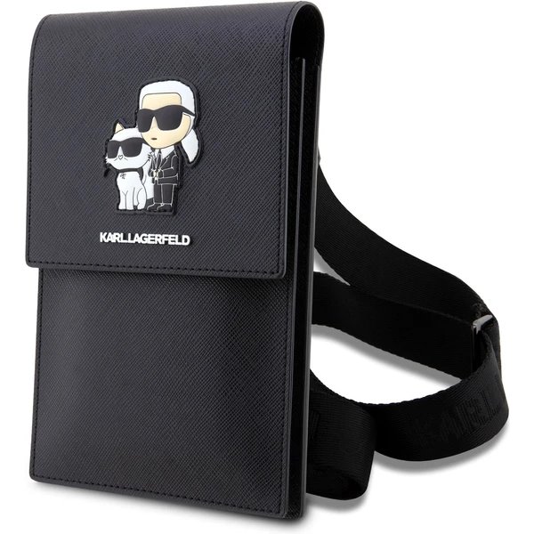 Karl Lagerfeld Saffiano Metal Logo NFT Brašna na Telefon černá