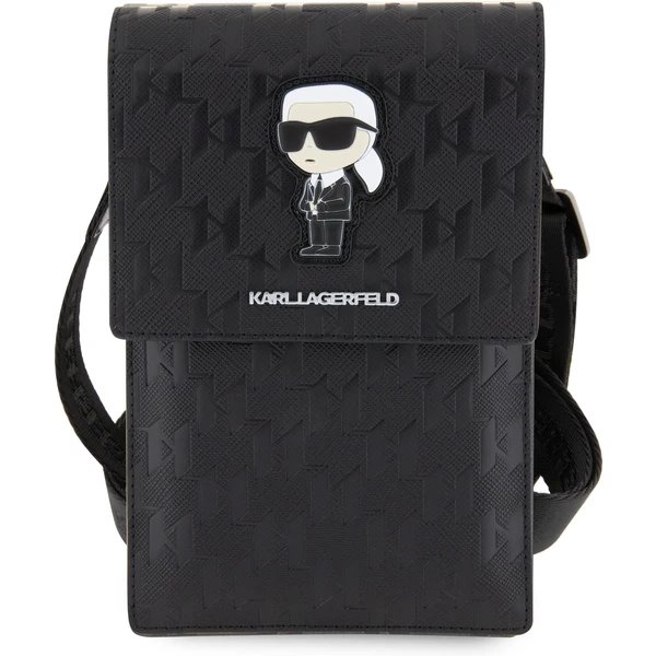 Karl Lagerfeld Saffiano Monogram Ikonik NFT Brašna na Telefon černá