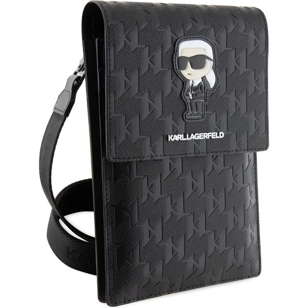 Karl Lagerfeld Saffiano Monogram Ikonik NFT Brašna na Telefon černá