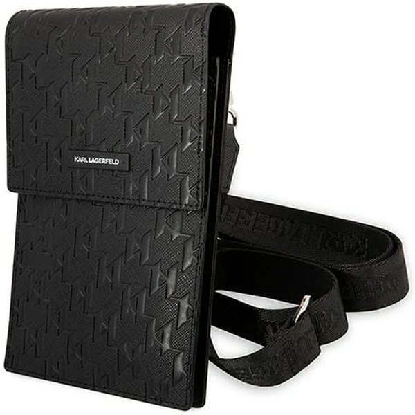 Karl Lagerfeld Saffiano Monogram Brašna na Telefon černá