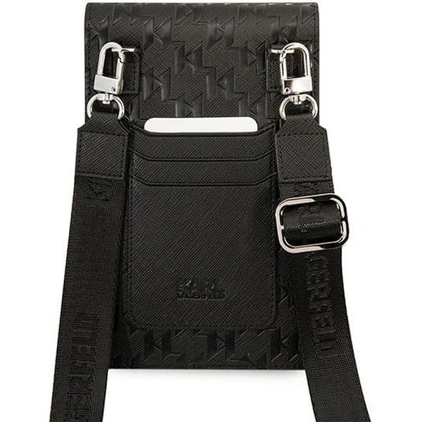 Karl Lagerfeld Saffiano Monogram Brašna na Telefon černá