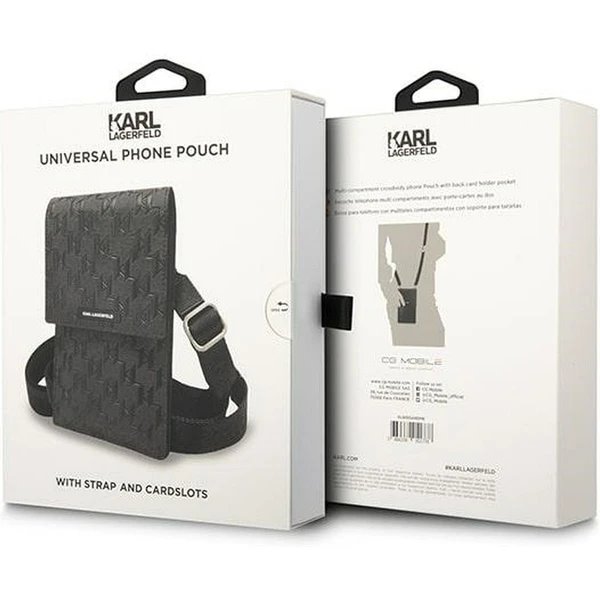 Karl Lagerfeld Saffiano Monogram Brašna na Telefon černá