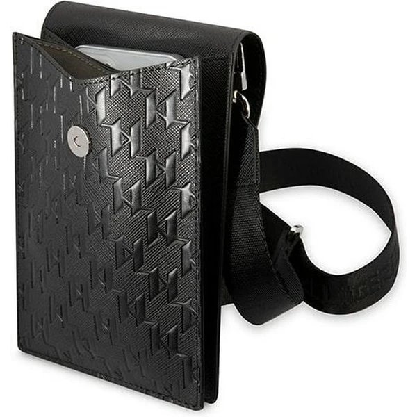 Karl Lagerfeld Saffiano Monogram Taška na Telefón čierna