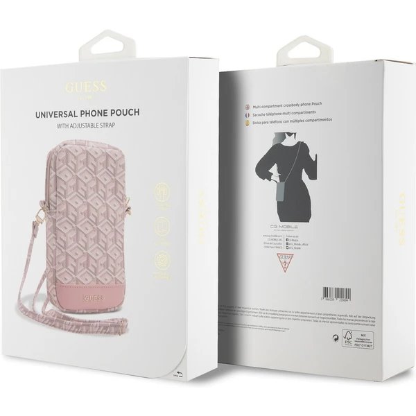 Guess PU G Cube Taška na Telefon se Zipem růžová