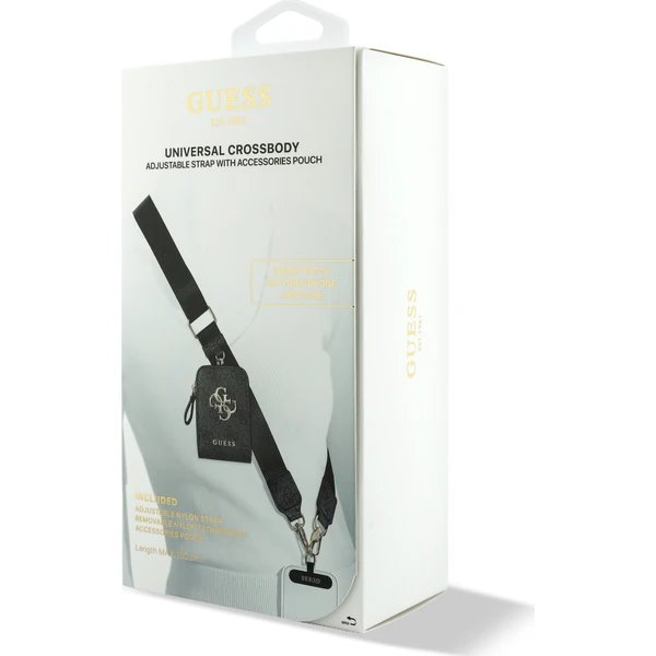 Guess Crossbody Popruh PU 4G Metal Logo + Peněženka černý