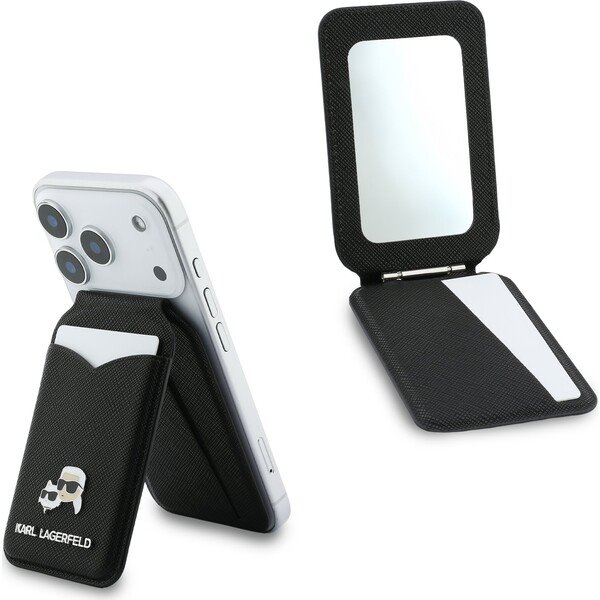 Karl Lagerfeld Mirror MagSafe Cardslot Peněženka se Stojanem černá