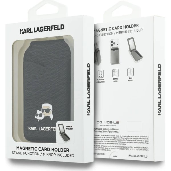 Karl Lagerfeld Mirror MagSafe Cardslot Peněženka se Stojanem černá