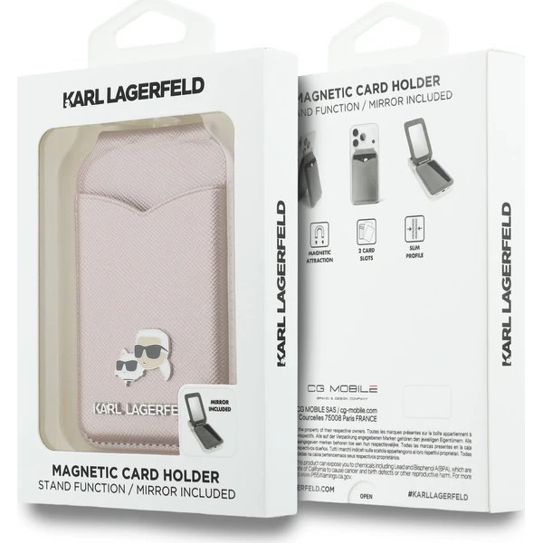 Karl Lagerfeld Mirror MagSafe Cardslot Peněženka se Stojanem růžová