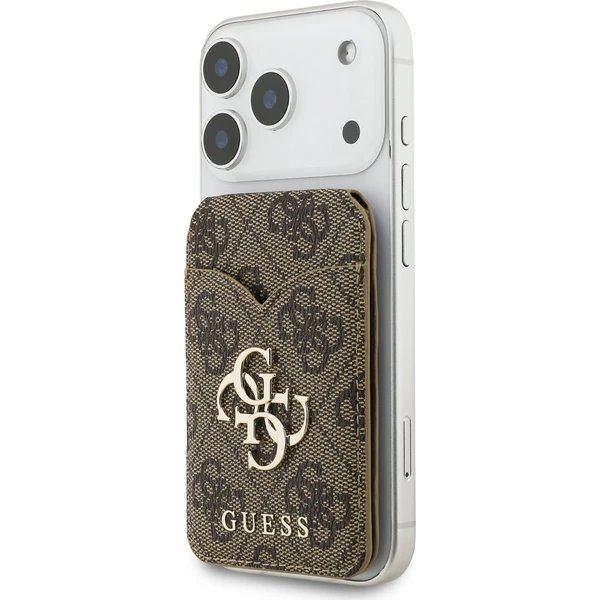 Guess PU 4G Mirror MagSafe Cardslot Peněženka se Stojanem hnědá
