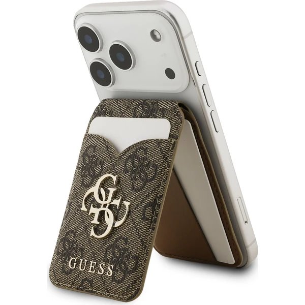 Guess PU 4G Mirror MagSafe Cardslot Peněženka se Stojanem hnědá