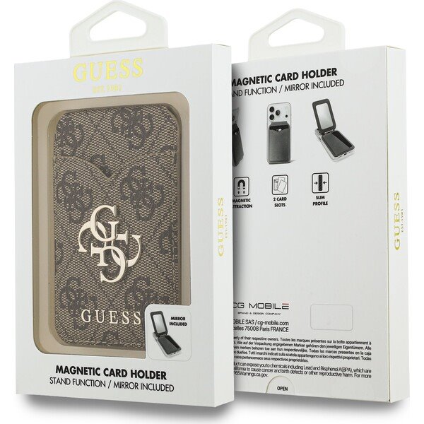Guess PU 4G Mirror MagSafe Cardslot Peněženka se Stojanem hnědá