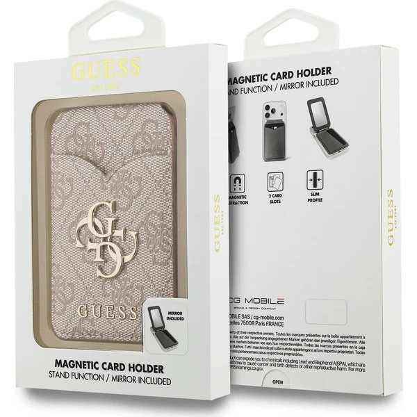 Guess PU 4G Mirror MagSafe Cardslot Peněženka se Stojanem růžová
