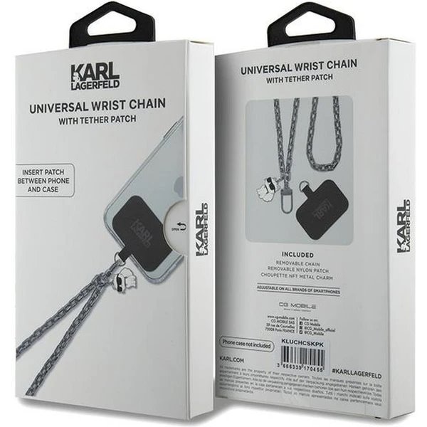 Karl Lagerfeld Univerzální Popruh na Ruku Choupette stříbrný