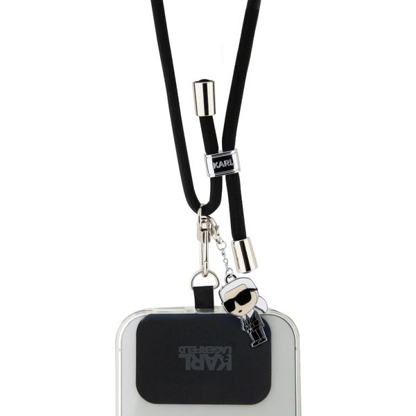 Karl Lagerfeld Universal Crossbody Popruh Cord and Ikonik Pins čierny