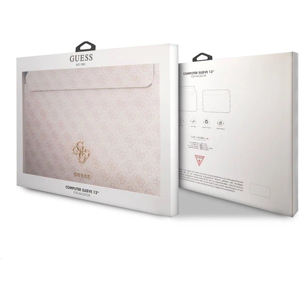 Guess PU 4G Metal Logo Púzdro na MacBook 13" ružové