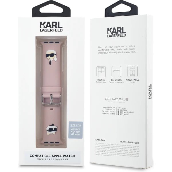 Karl Lagerfeld Karl and Choupette Head NFT Remienok pre Apple Watch 42/44/45/46/49 ružový