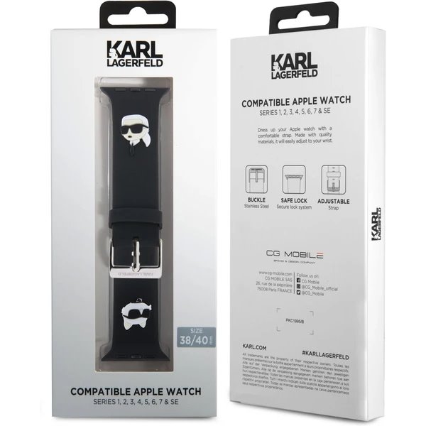 Karl Lagerfeld Karl and Choupette Head NFT Remienok pre Apple Watch 42/44/45/46/49 čierny