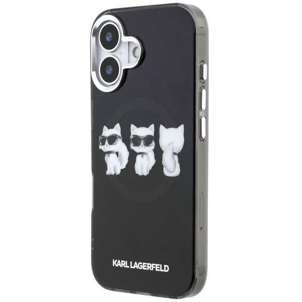 Karl Lagerfeld IML Choupette Trio Watercolor MagSafe kryt iPhone 17 čierny