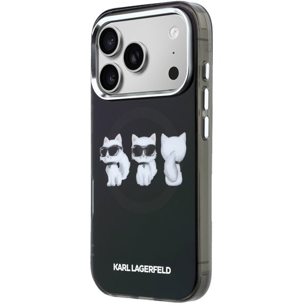 Karl Lagerfeld IML Choupette Trio Watercolor MagSafe kryt iPhone 17 Pro čierny