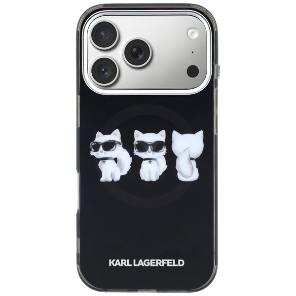 Karl Lagerfeld IML Choupette Trio Watercolor MagSafe kryt iPhone 17 Pro čierny