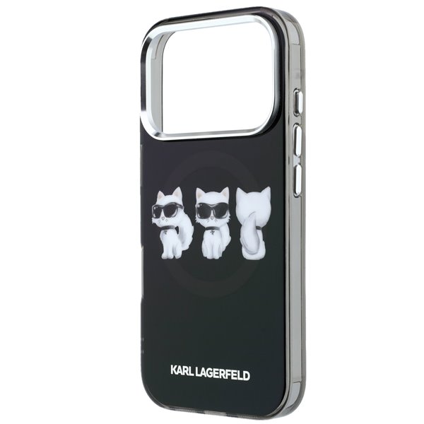 Karl Lagerfeld IML Choupette Trio Watercolor MagSafe kryt iPhone 17 Pro čierny