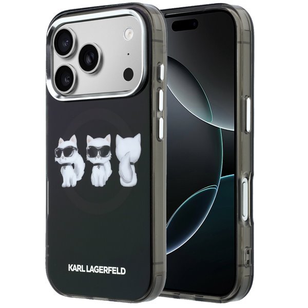 Karl Lagerfeld IML Choupette Trio Watercolor MagSafe kryt iPhone 17 Pro Max čierny
