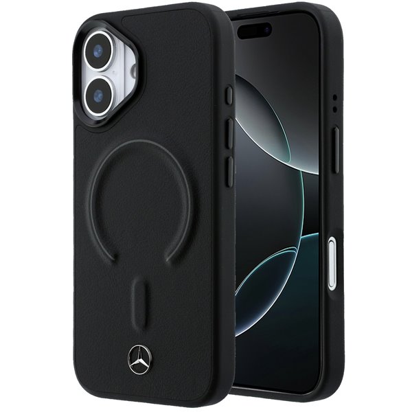Mercedes PU Leather 3D MagSafe Zadný Kryt pre iPhone 17 čierny