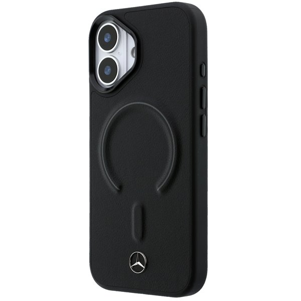 Mercedes PU Leather 3D MagSafe Zadný Kryt pre iPhone 17 čierny
