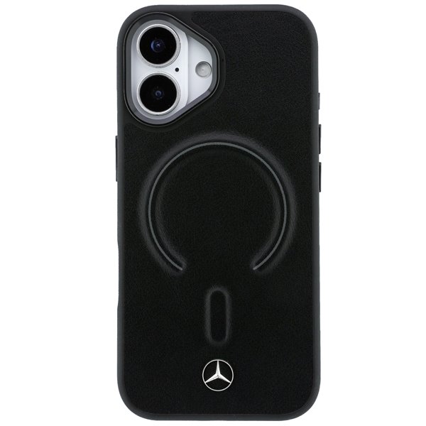 Mercedes PU Leather 3D MagSafe Zadný Kryt pre iPhone 17 čierny