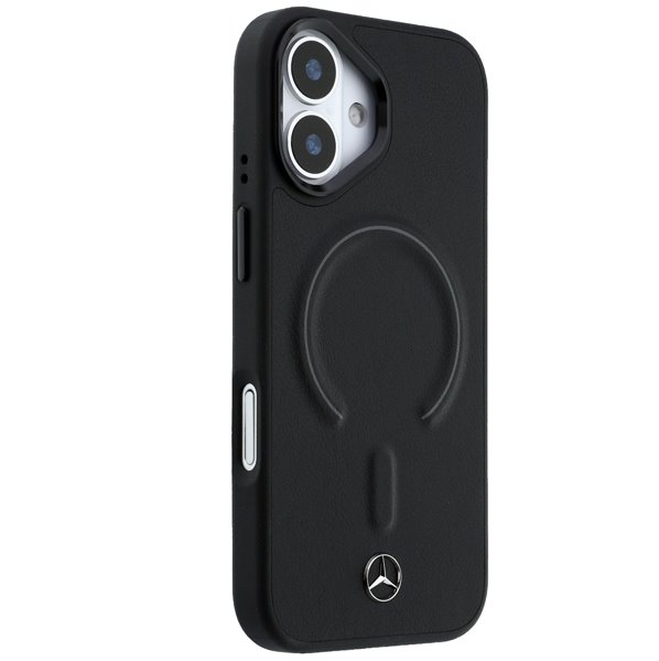 Mercedes PU Leather 3D MagSafe Zadný Kryt pre iPhone 17 čierny