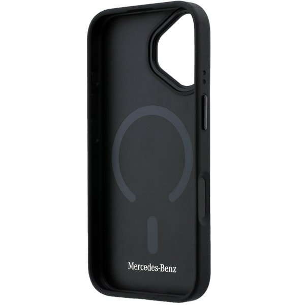 Mercedes PU Leather 3D MagSafe Zadný Kryt pre iPhone 17 čierny