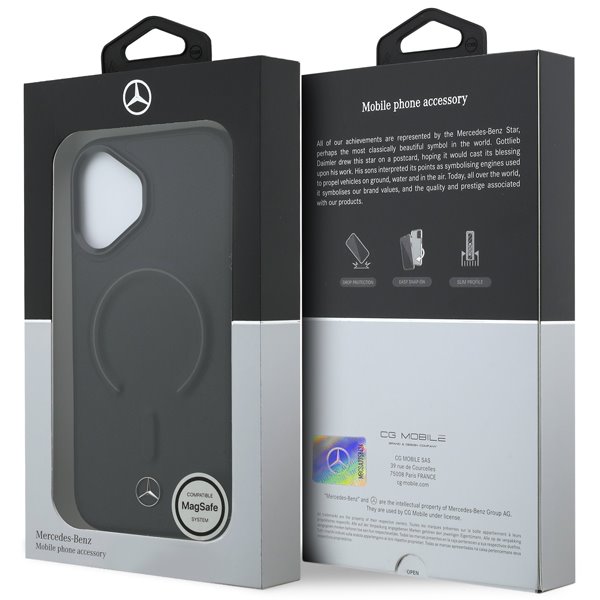 Mercedes PU Leather 3D MagSafe Zadný Kryt pre iPhone 17 čierny
