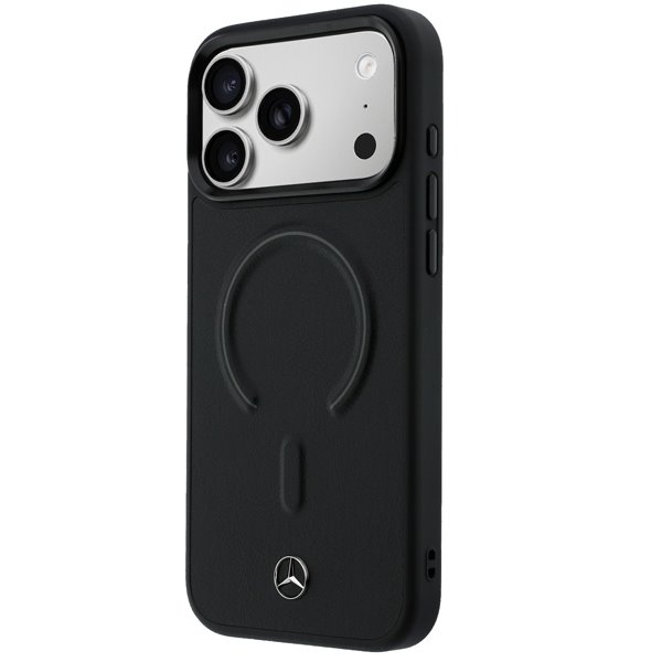 Mercedes PU Leather 3D MagSafe Zadný Kryt pre iPhone 17 Pro Max čierny