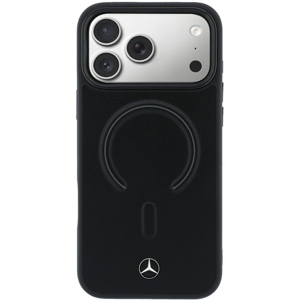 Mercedes PU Leather 3D MagSafe Zadný Kryt pre iPhone 17 Pro Max čierny