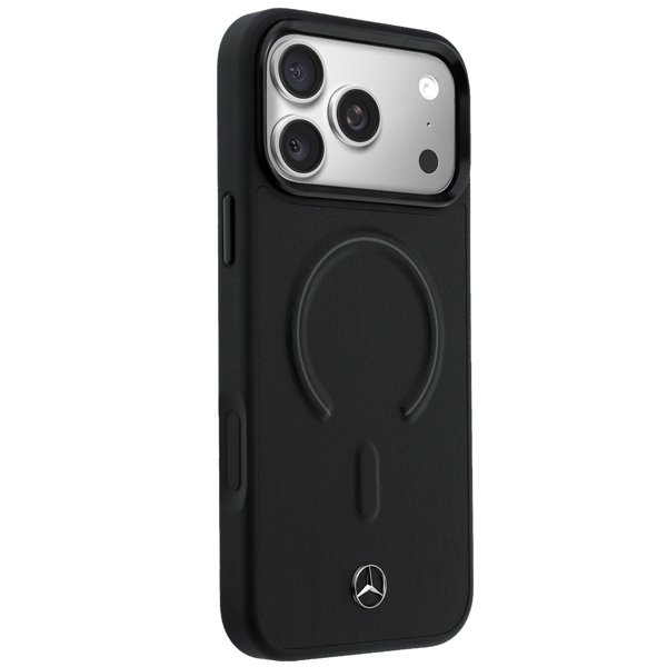 Mercedes PU Leather 3D MagSafe Zadný Kryt pre iPhone 17 Pro Max čierny