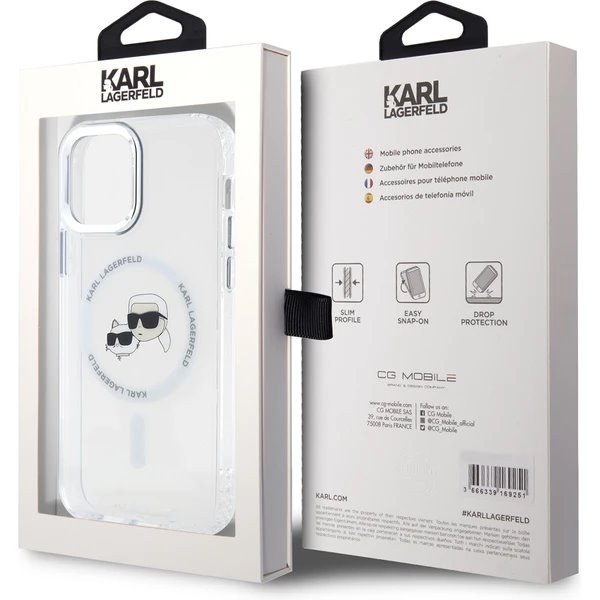 Karl Lagerfeld IML K&CH Heads Metal Frame MagSafe kryt iPhone 12/ 12 Pro priehľadný