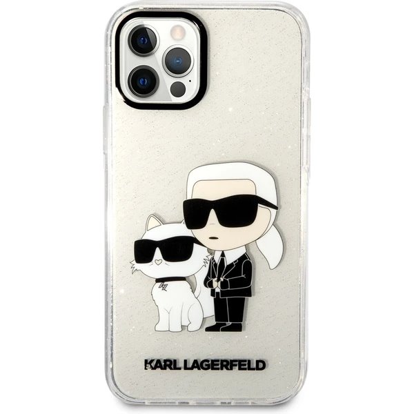 Karl Lagerfeld IML Glitter Karl and Choupette NFT kryt iPhone 12/ 12 Pro priehľadný