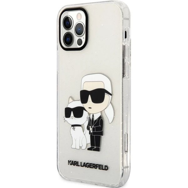Karl Lagerfeld IML Glitter Karl and Choupette NFT kryt iPhone 12/ 12 Pro priehľadný