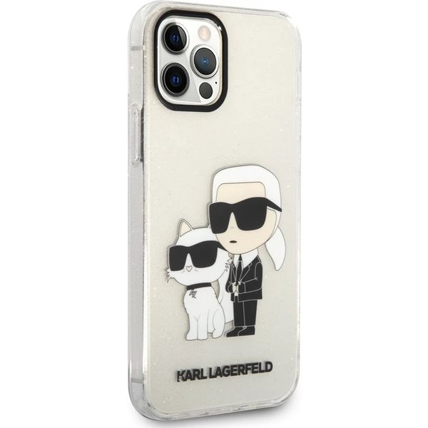Karl Lagerfeld IML Glitter Karl and Choupette NFT kryt iPhone 12/ 12 Pro priehľadný