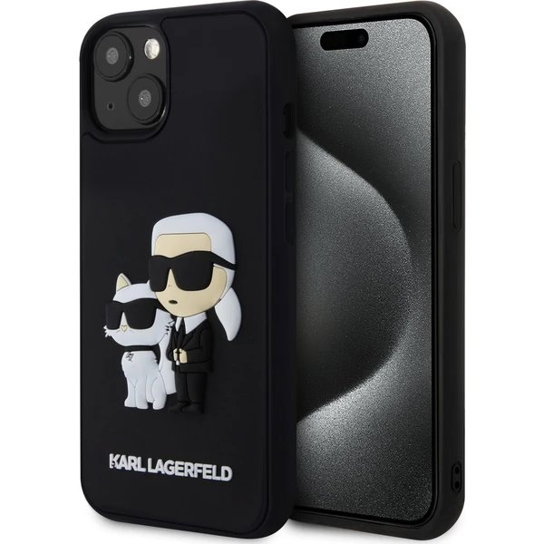 Karl Lagerfeld 3D Rubber Karl and Choupette kryt iPhone 13 čierny