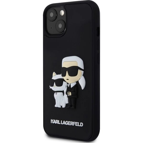 Karl Lagerfeld 3D Rubber Karl and Choupette kryt iPhone 13 čierny