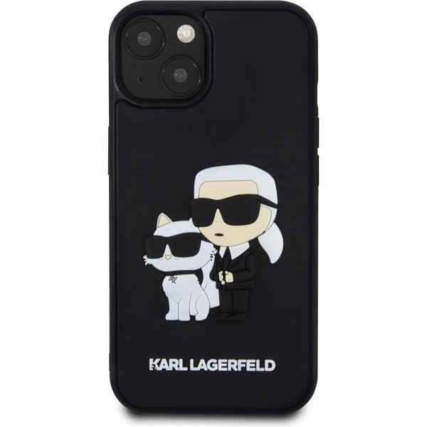 Karl Lagerfeld 3D Rubber Karl and Choupette kryt iPhone 13 čierny