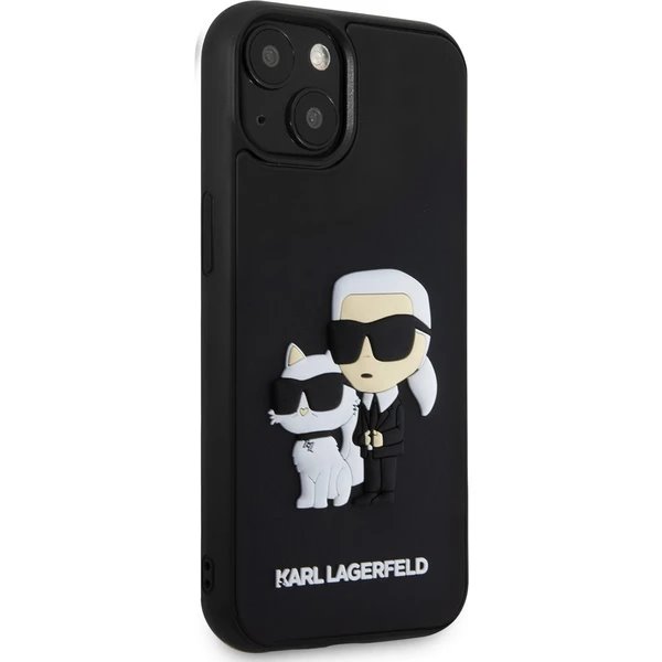 Karl Lagerfeld 3D Rubber Karl and Choupette kryt iPhone 13 čierny