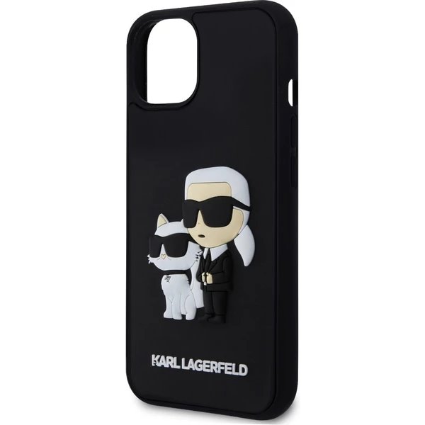 Karl Lagerfeld 3D Rubber Karl and Choupette kryt iPhone 13 čierny