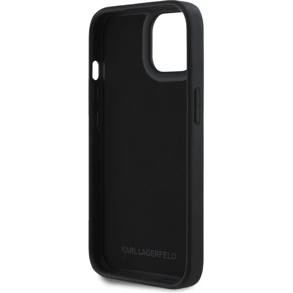 Karl Lagerfeld 3D Rubber Glitter Logo kryt iPhone 13 čierny
