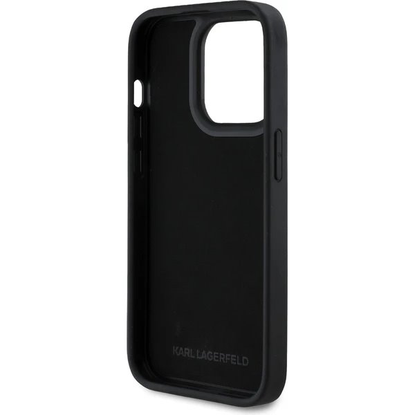 Karl Lagerfeld 3D Rubber Glitter Logo kryt iPhone 13 Pro čierny