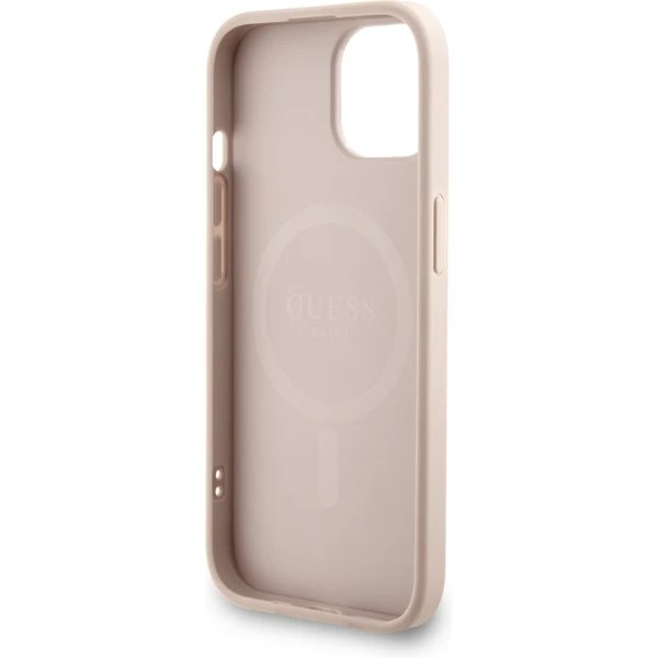 Guess PU Leather 4G Colored Ring Strap MagSafe kryt iPhone 13 růžový