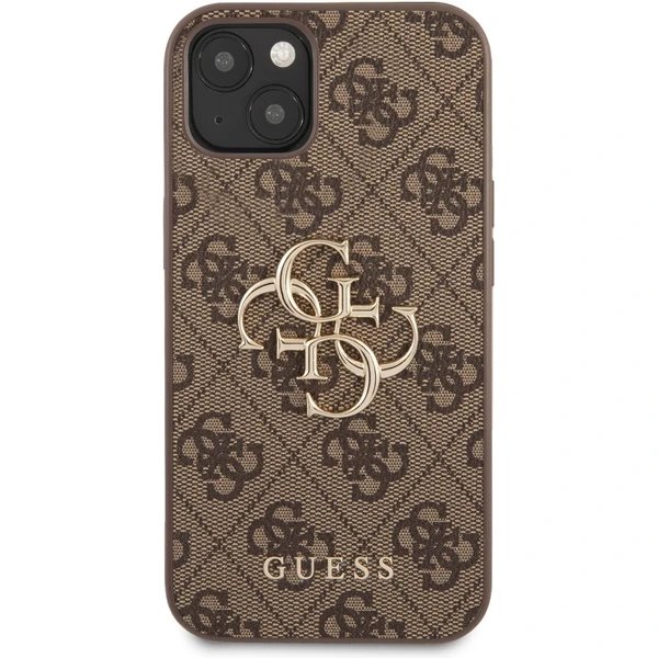 Guess PU 4G Metal Logo kryt iPhone 13 hnedý