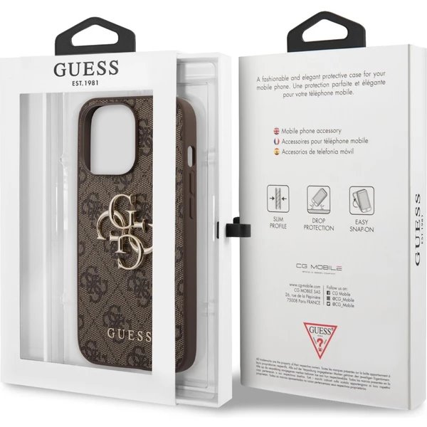 Guess PU 4G Metal Logo kryt iPhone 13 Pro hnedý